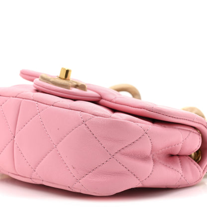 Chanel Lambskin Wenge Quilted Mini Fashion Wood Square Flap Pink 17 of 29