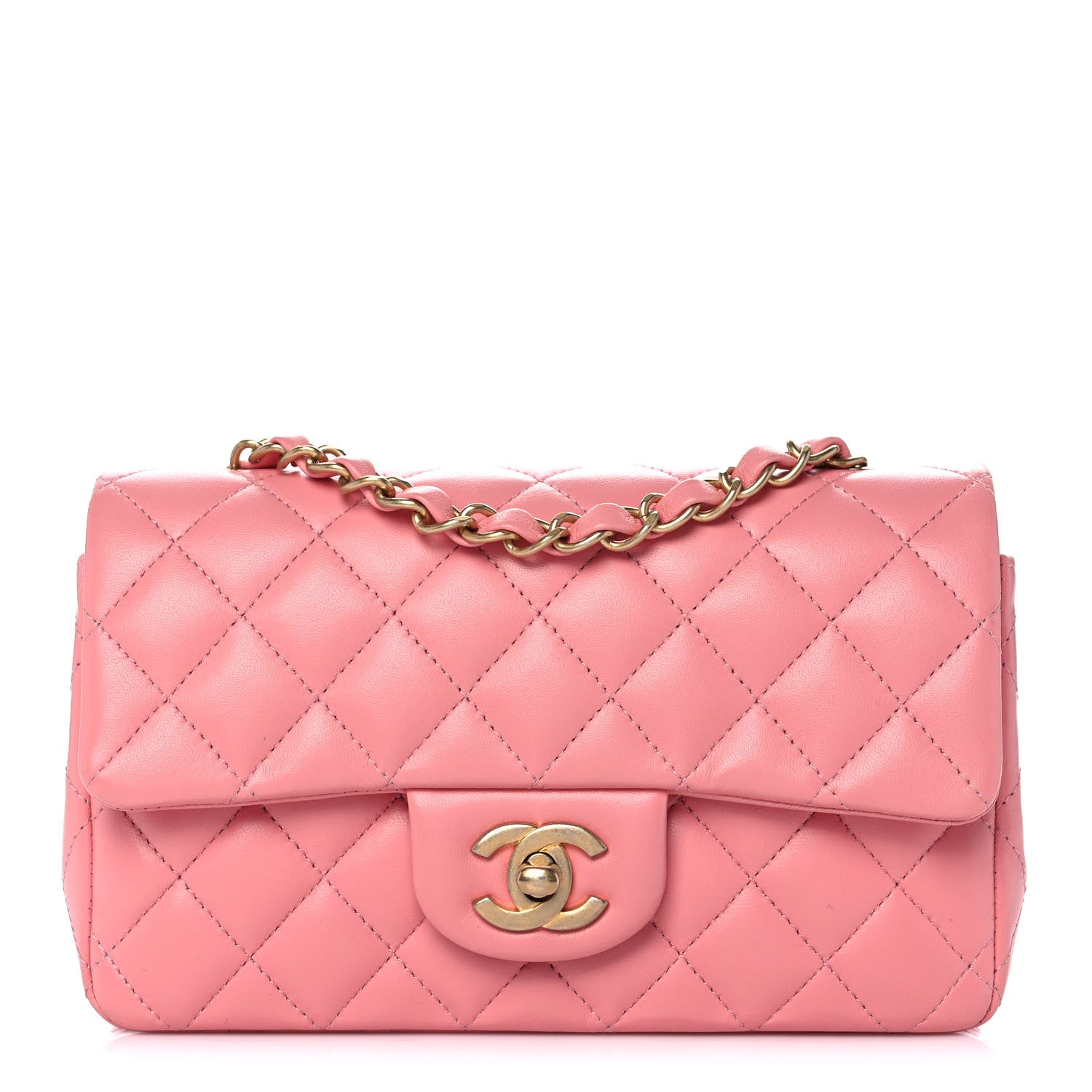 Chanel Lambskin Quilted Mini Rectangular Flap Pink 1 of 13