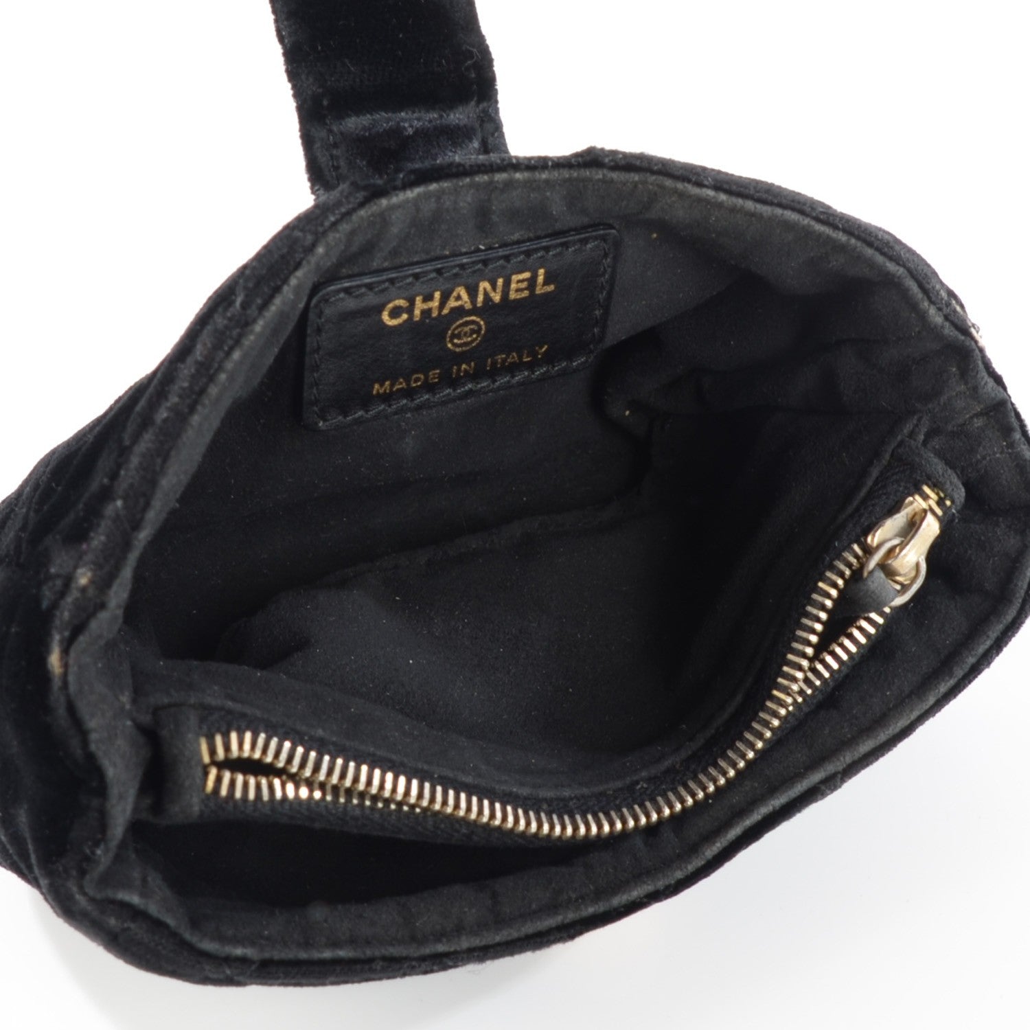Chanel Velvet Quilted Mini Phone Holder Clutch Black 7 of 9