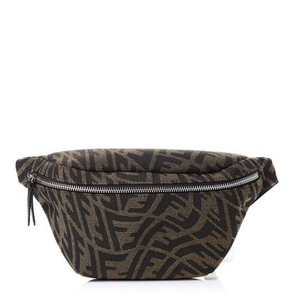 Fendi X SARAH COLEMAN Fabric Jacquard Vitello Century Matte FF Vertigo Kids Belt Bag Moro Black 1 of 15