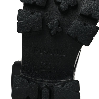 Prada Spazzolato Rois Nylon Metal Triangle Logo Monolith Pouch Pocket 55mm Boots 39 Black 6 of 7