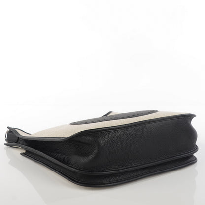 Hermes Toile Taurillon Clemence Evelyne III GM Ecru Black 4 of 14