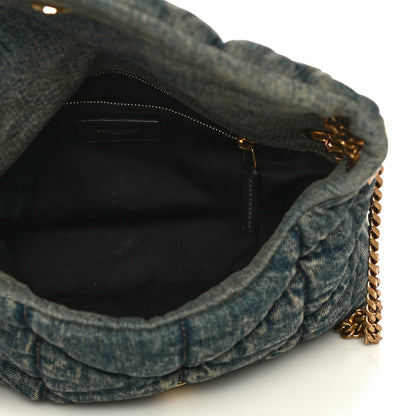 Saint Laurent Denim Quilted Small Loulou Puffer Monogram Chain Satchel Rodeo Blue 4 of 8