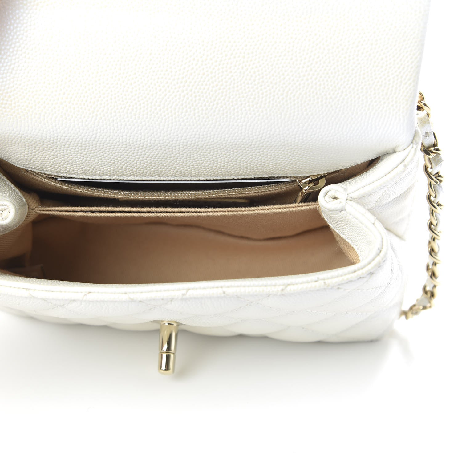 Chanel Iridescent Caviar Quilted Extra Mini Coco Handle Flap Ivory 5 of 10