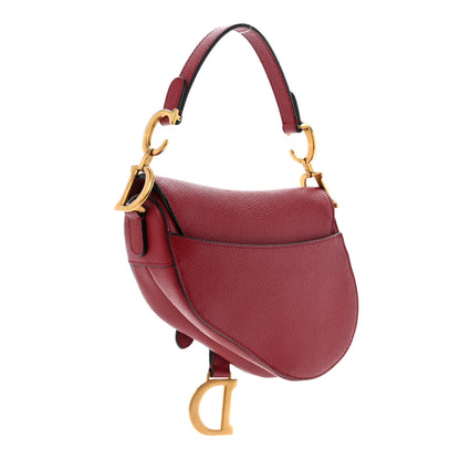 Christian Dior Grained Calfskin Mini Saddle Bag Red 3 of 10