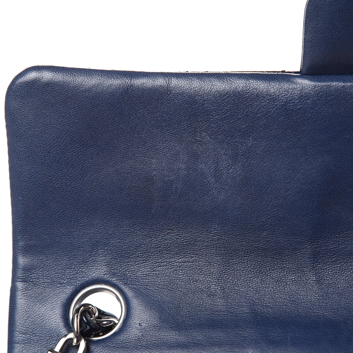 Distressed Patent Quilted East West Flap Navy Blue