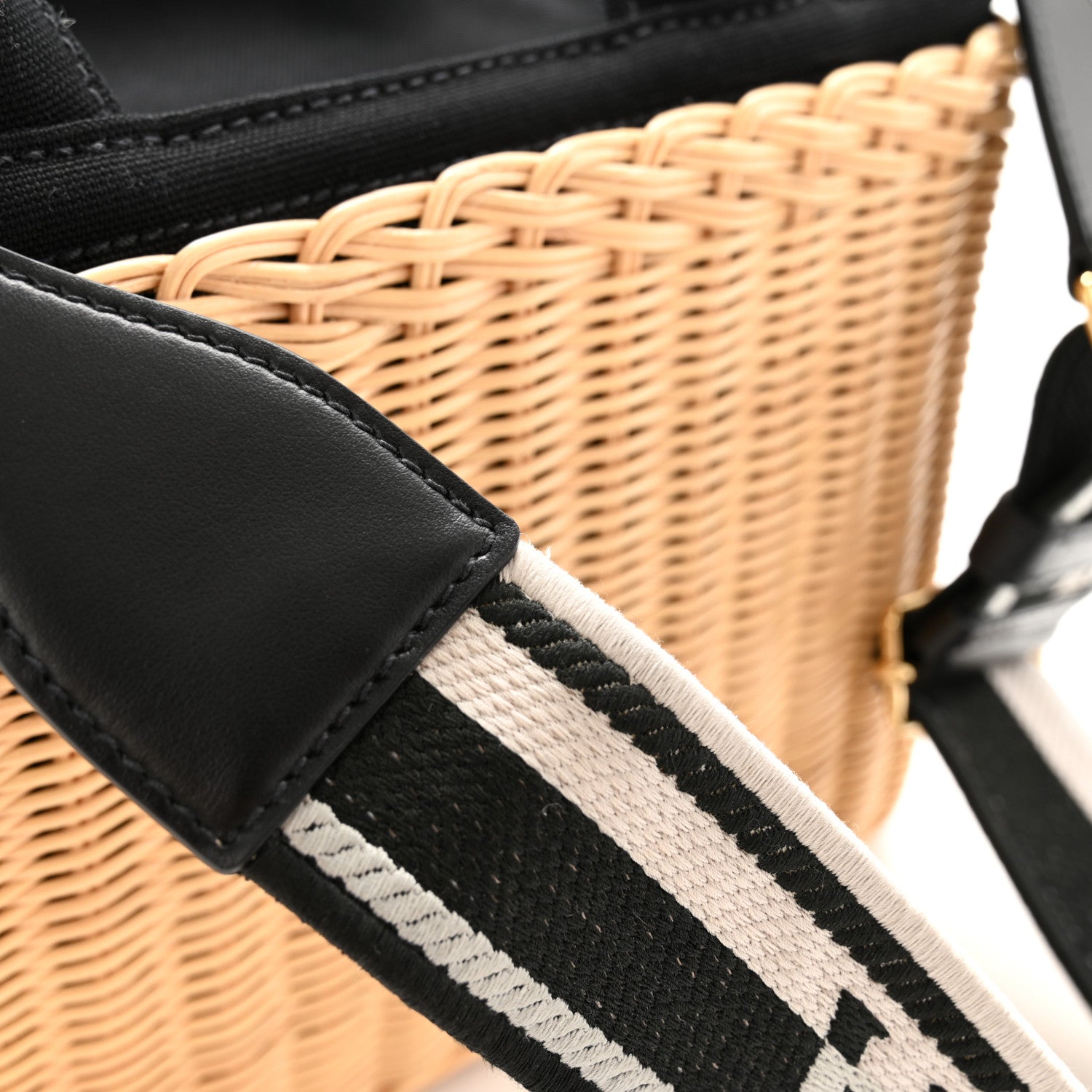 Prada Wicker Canvas Tote Naturale Black 11 of 11