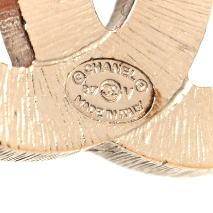 Chanel Metal Quilted CC Earrings Gold White 4 of 5