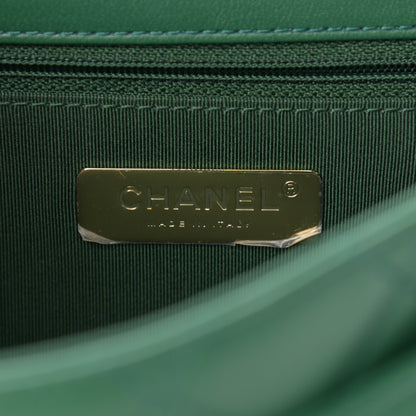 Chanel Lambskin Quilted Chain Infinity Top Handle Flap Green 6 of 10
