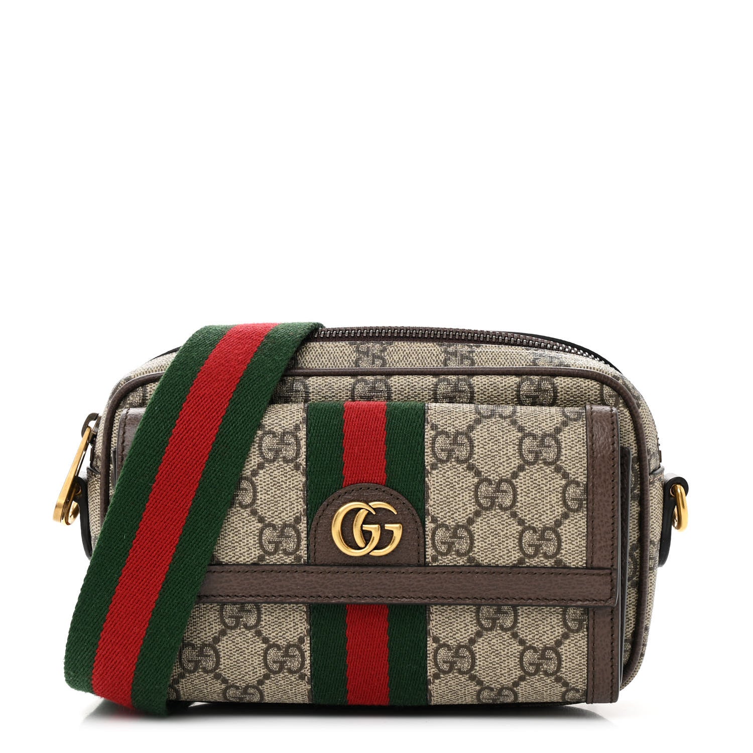 Gucci GG Supreme Monogram Web Mini Ophidia Bag Beige Ebony 1 of 11