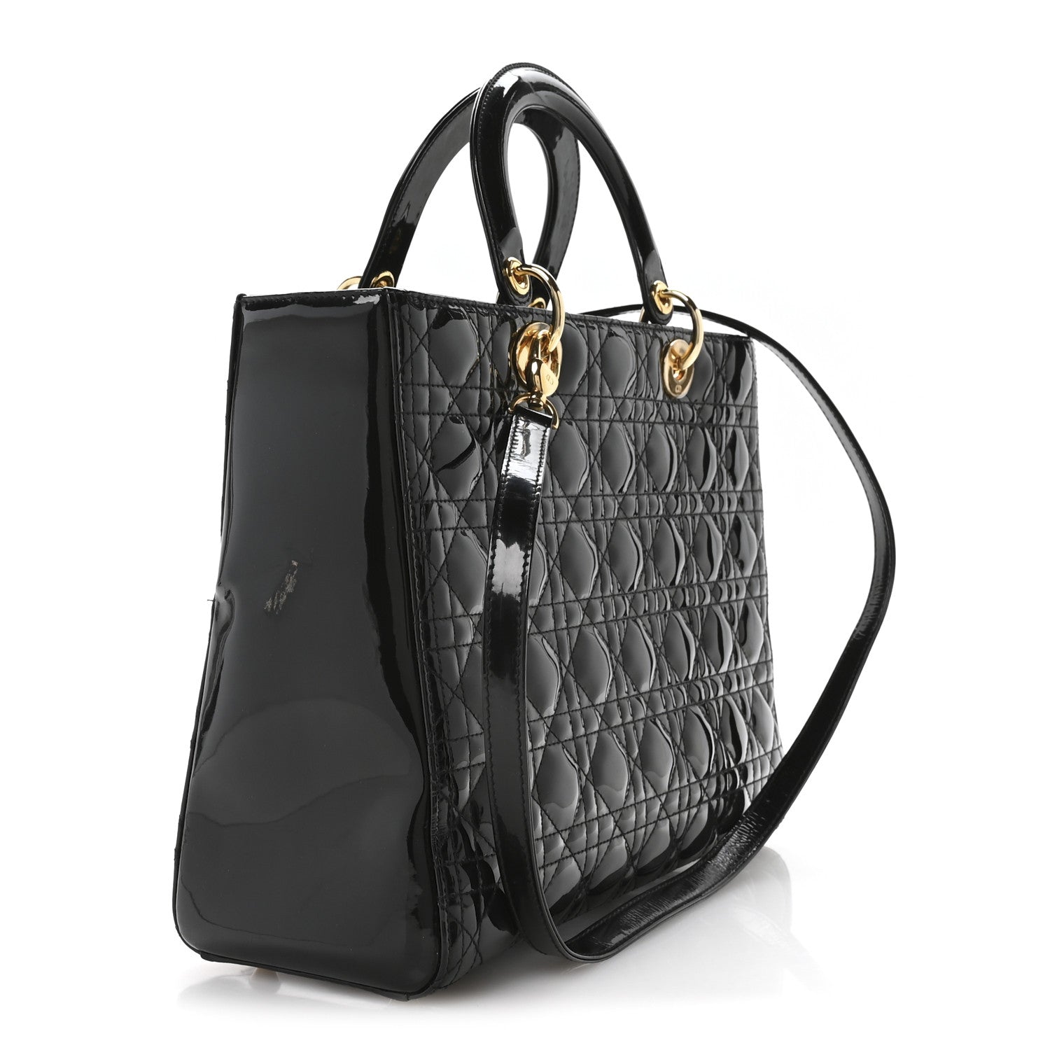 Christian Dior Patent Cannage Large Lady Dior Black 3 of 11