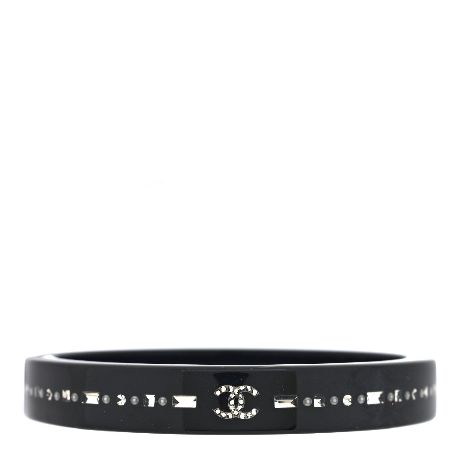 Chanel Resin Crystal CC Bangle Black 1 of 4