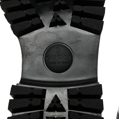 Gucci Piuma Calfskin Embossed Womens Platform Lug Sole Loafers 39.5 Black 6 of 9