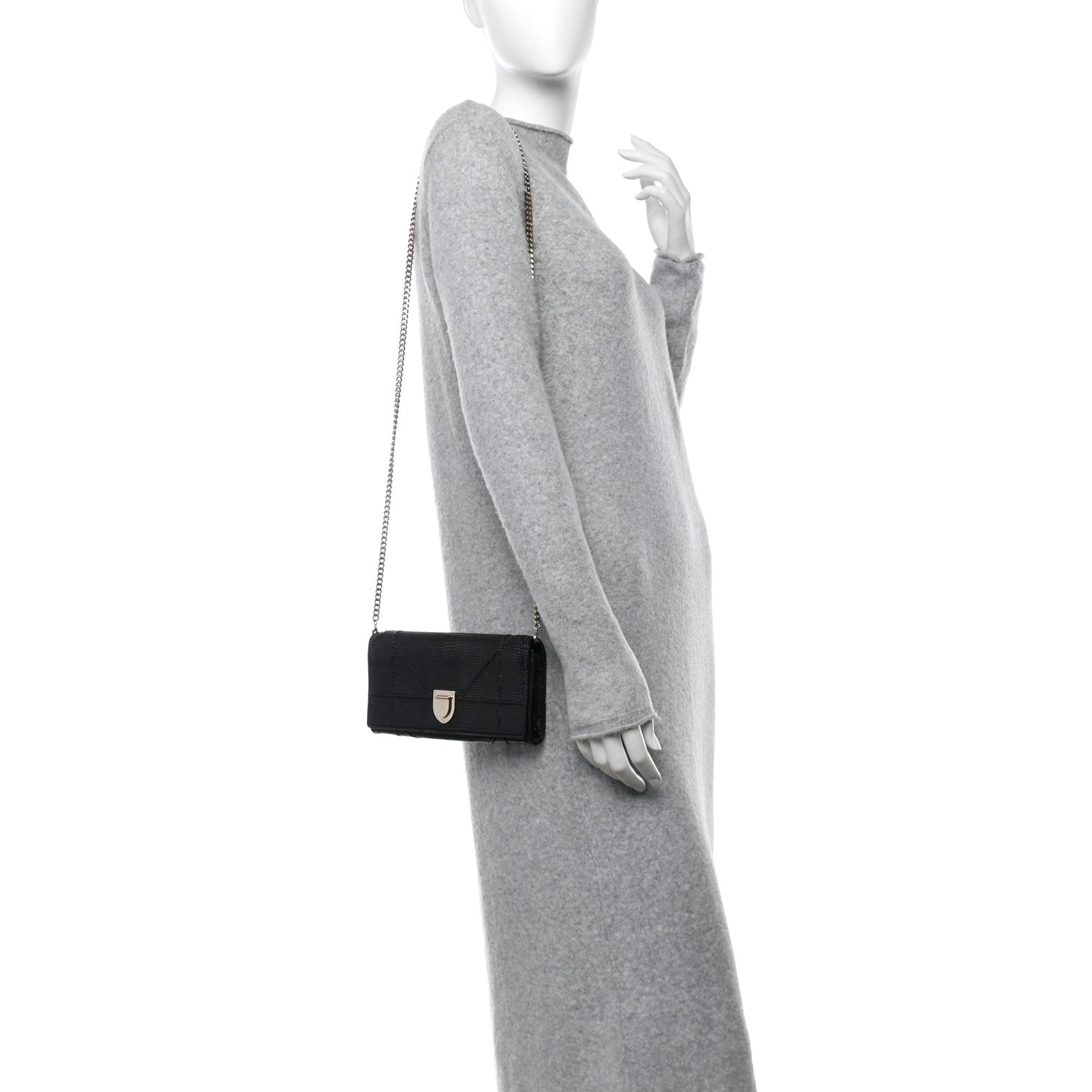 Christian Dior Lizard Diorama Croisiere Chain Wallet Black 2 of 13