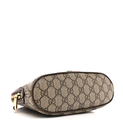 Gucci GG Supreme Monogram Textured Calfskin Web Large Ophidia Cosmetic Case Beige Ebony New Acero 4 of 7
