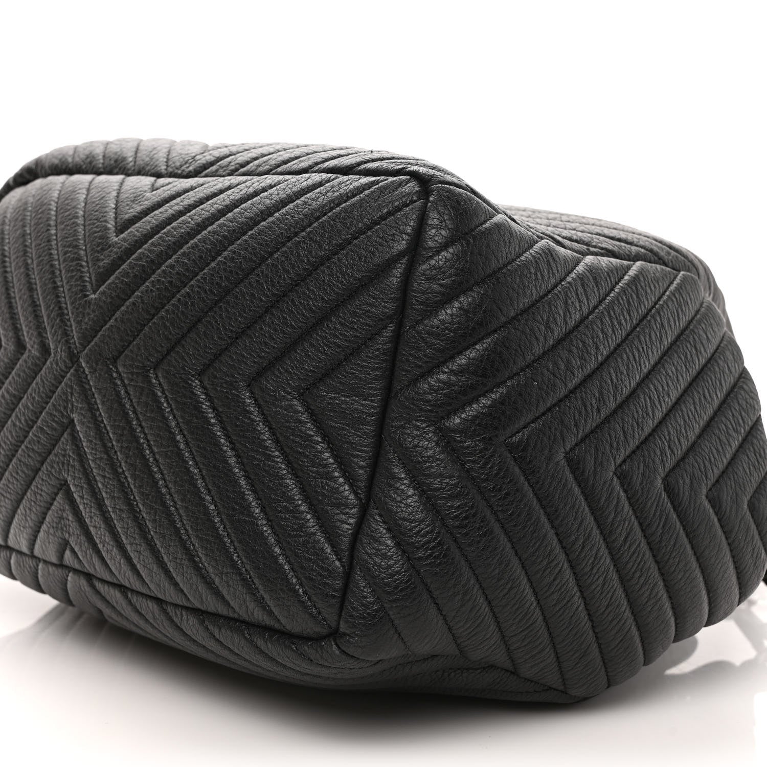 Chanel Deerskin Chevron Large CC Chain Bucket Drawstring Bag Black 8 of 8
