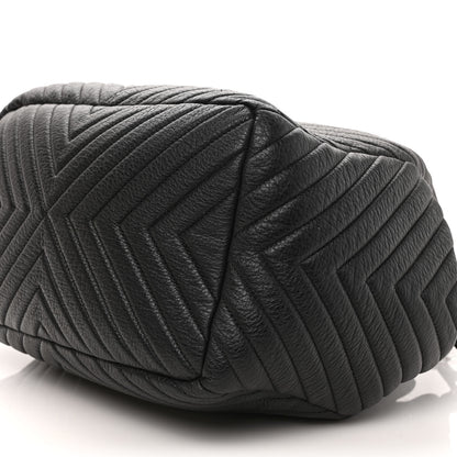 Chanel Deerskin Chevron Large CC Chain Bucket Drawstring Bag Black 8 of 8