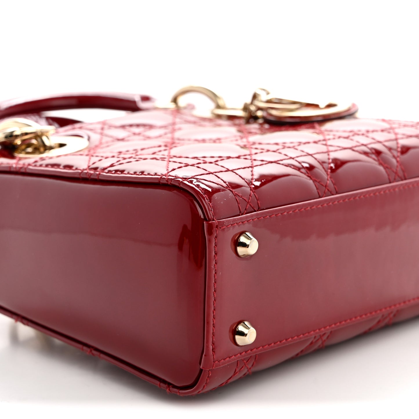 Patent Cannage Mini Lady Dior Red