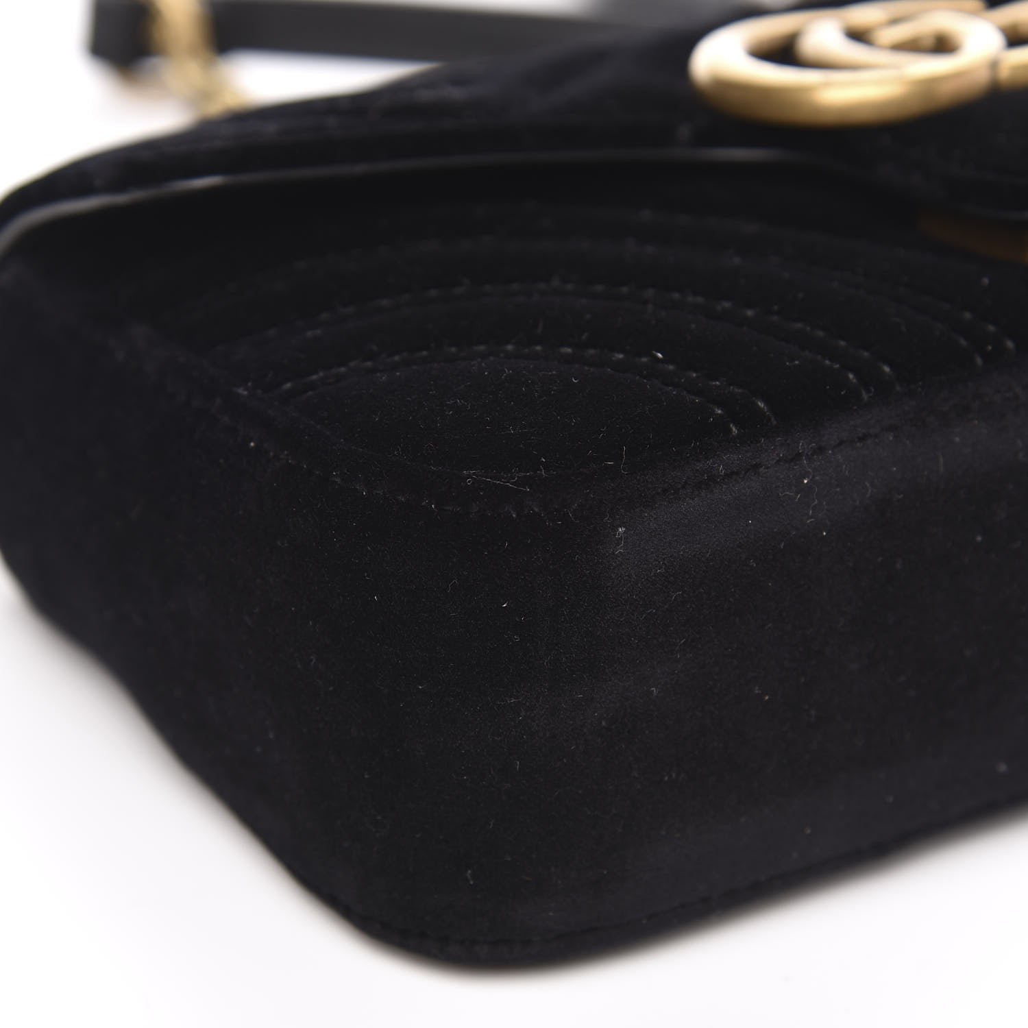 Gucci Velvet Matelasse Mini GG Marmont Shoulder Bag Black 8 of 12