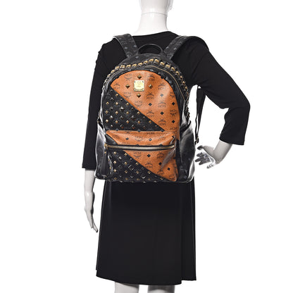 MCM Visetos Bi-Color Studded Medium Backpack Black Cognac 2 of 10