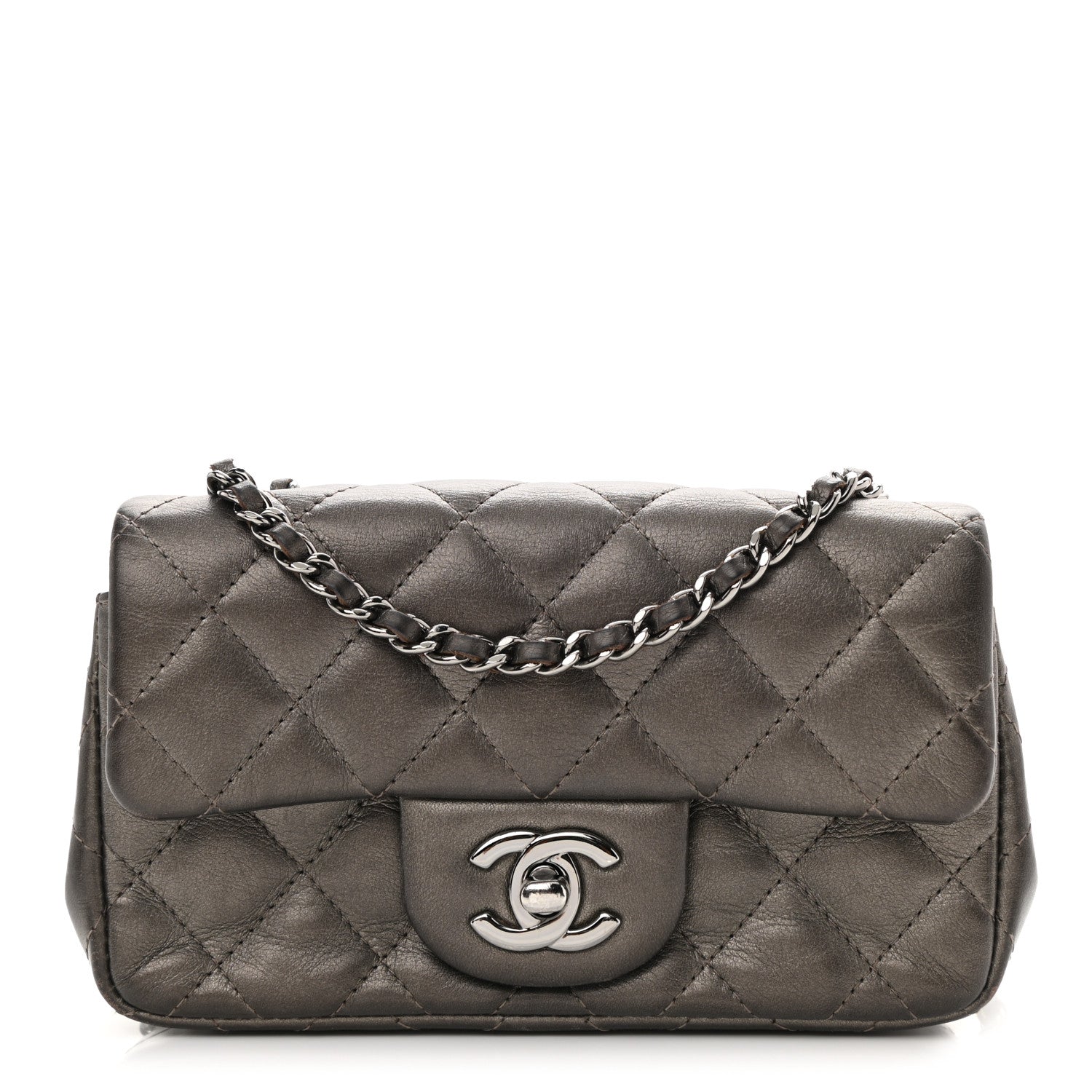 Chanel Lambskin Quilted Extra Mini Rectangular Flap Dark Charcoal 1 of 13