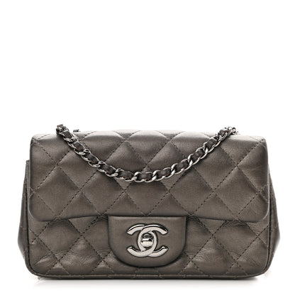 Chanel Lambskin Quilted Extra Mini Rectangular Flap Dark Charcoal 1 of 13