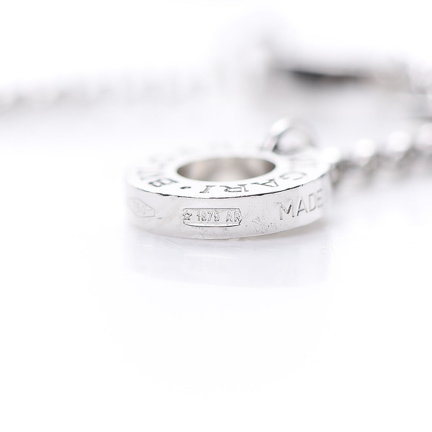 18K White Gold Diamond Small B.Zero1 Pave Pendant Necklace