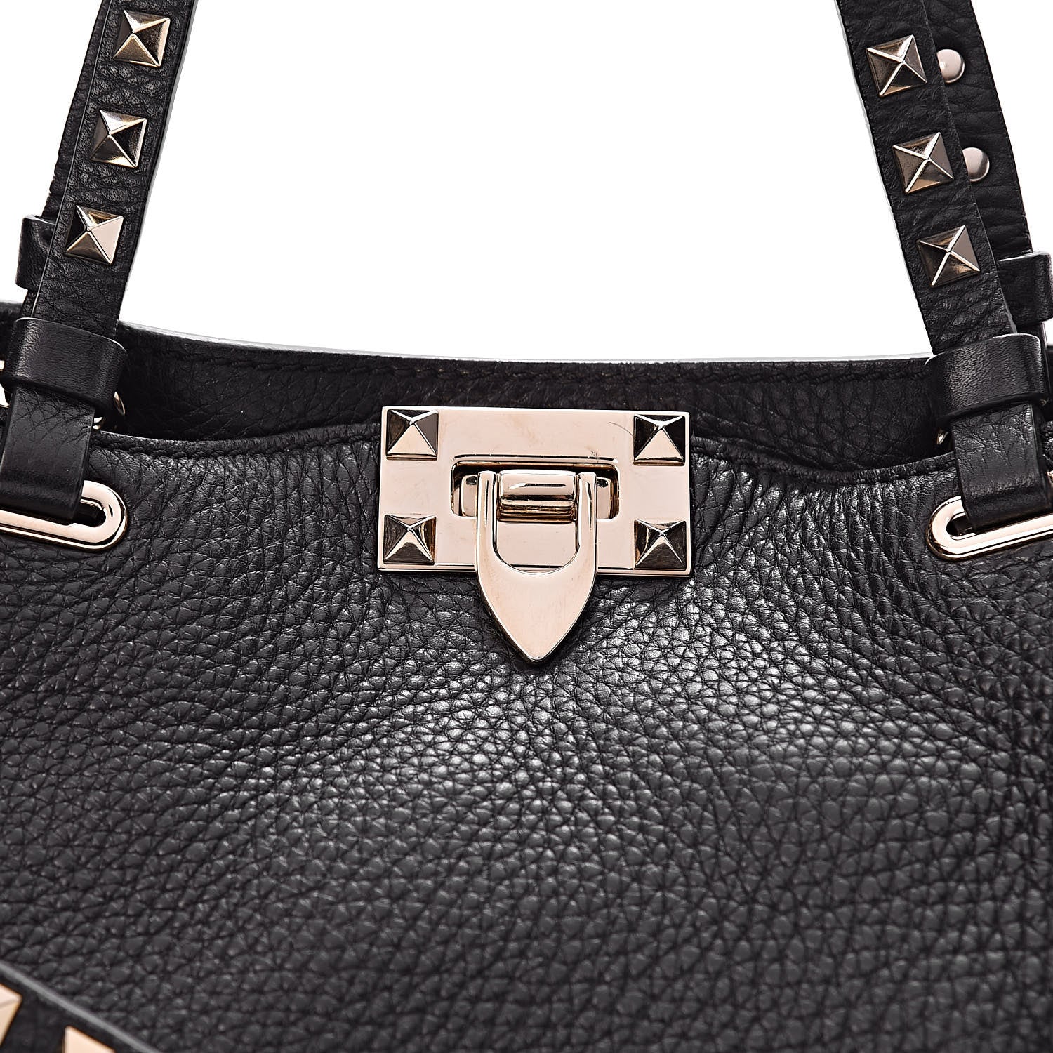Valentino Garavani Grained Calfskin Small Rockstud Tote Black 10 of 10