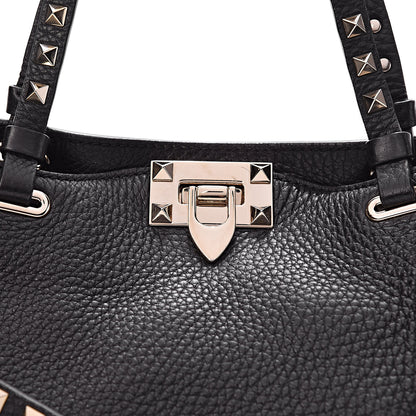Valentino Garavani Grained Calfskin Small Rockstud Tote Black 10 of 10