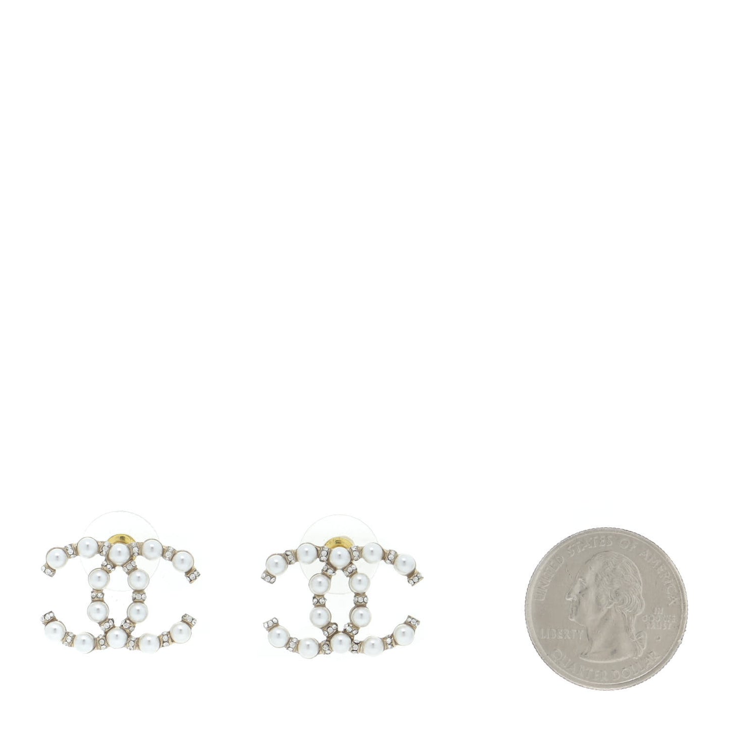 Pearl Crystal Nefertiti CC Earrings Gold