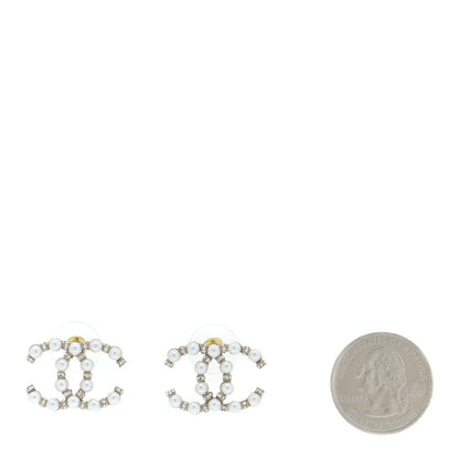 Chanel Pearl Crystal Nefertiti CC Earrings Gold 2 of 5