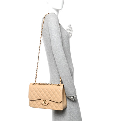 Chanel Caviar Quilted Jumbo Double Flap Beige 2 of 11