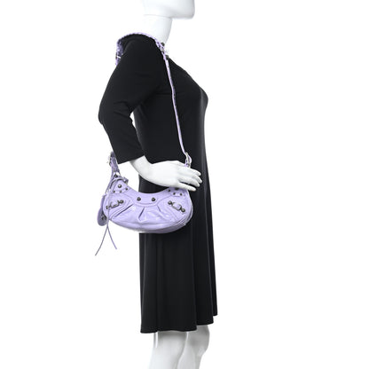 Balenciaga Extra Supple Calfskin Crocodile Embossed Le Cagole Shoulder Bag XS Lilac 2 of 11
