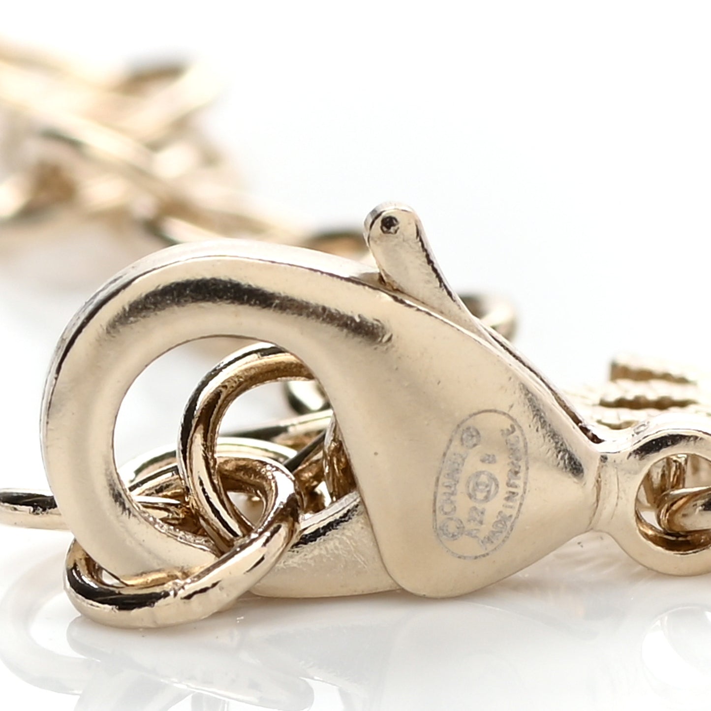 Metal Calfskin Crystal Double CC Short Necklace Black Gold