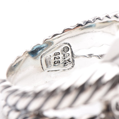 David Yurman Sterling Silver Diamond Blue Topaz 16mm Albion Ring 54 7 5 of 6