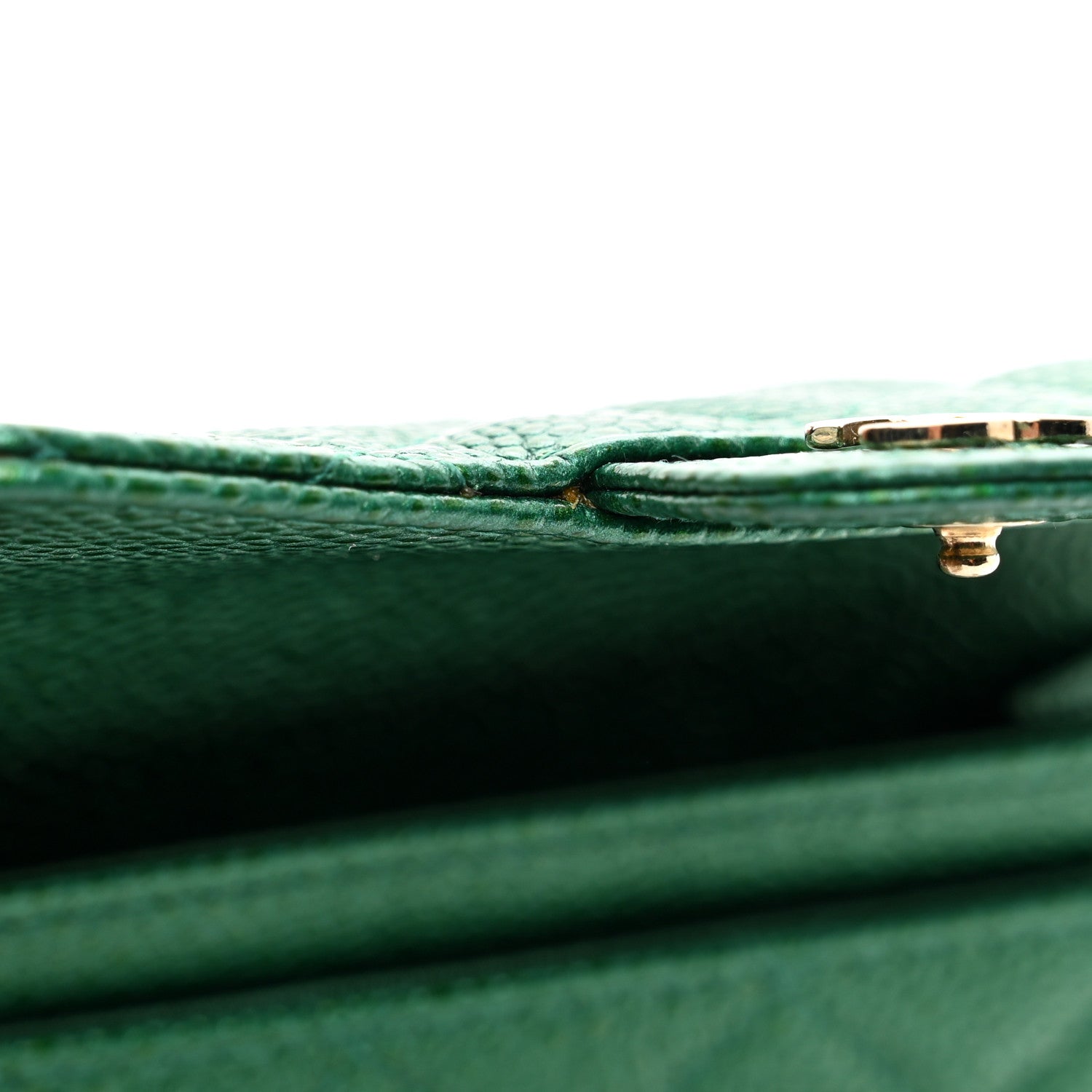 Chanel Metallic Caviar Quilted Flap Card Holder Wallet Green 9 of 9