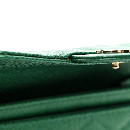 Chanel Metallic Caviar Quilted Flap Card Holder Wallet Green 9 of 9