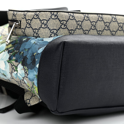 Gucci GG Supreme Monogram Blooms Medium Single Buckle Backpack Beige Blue Navy 9 of 11