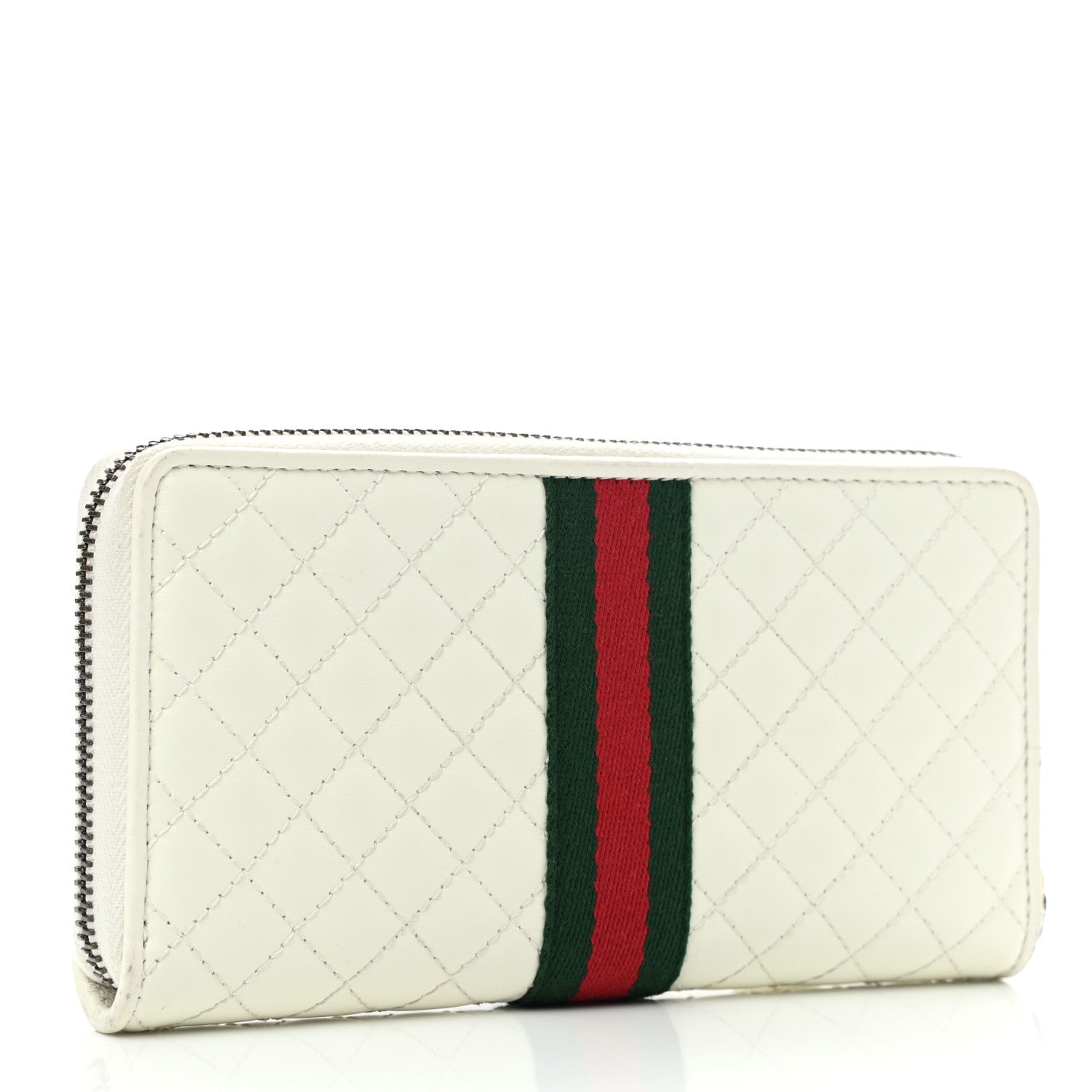 Gucci Calfskin Web Trapuntata GG Zip Around Wallet Off White 3 of 9