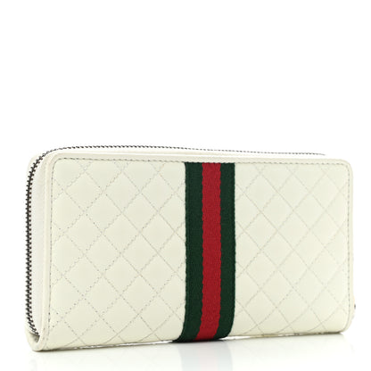 Gucci Calfskin Web Trapuntata GG Zip Around Wallet Off White 3 of 9
