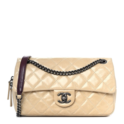 Chanel Glazed Calfskin Quilted Medium Duo Flap Beige 1 of 11