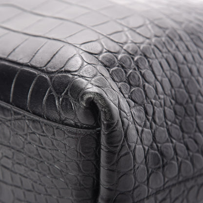 Saint Laurent Calfskin Crocodile Embossed Bold Shopper Tote Black 10 of 12