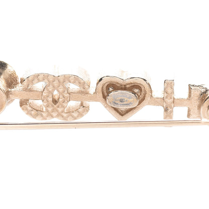 Chanel Enamel Pearl I Heart CC Brooch Gold 4 of 4