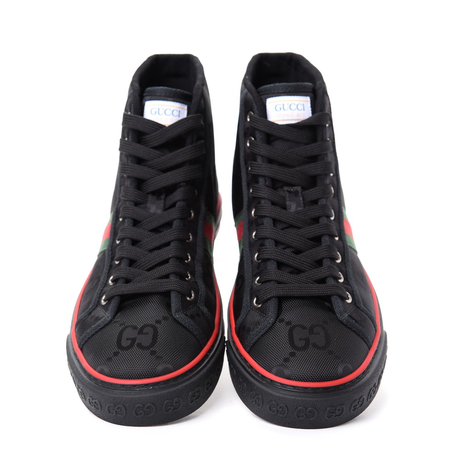 Gucci Econyl Nylon Web Monogram Off The Grid Mens 1977 Tennis High Top Sneakers 9 Black 5 of 10