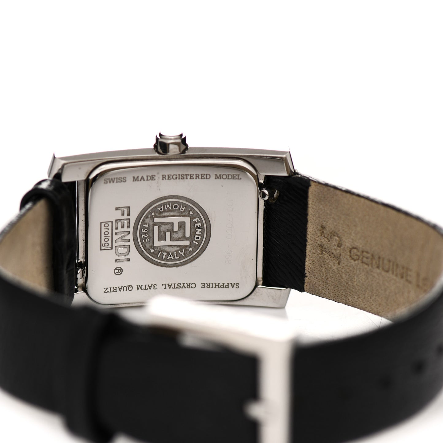 Stainless Steel Calfskin Diamond 22mm Quartz Watch Black