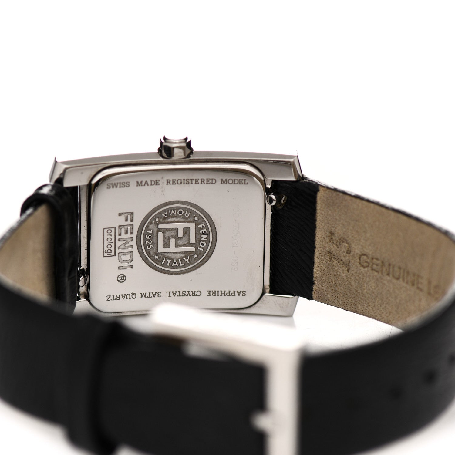 Fendi Stainless Steel Calfskin Diamond 22mm Quartz Watch Black 4 of 4