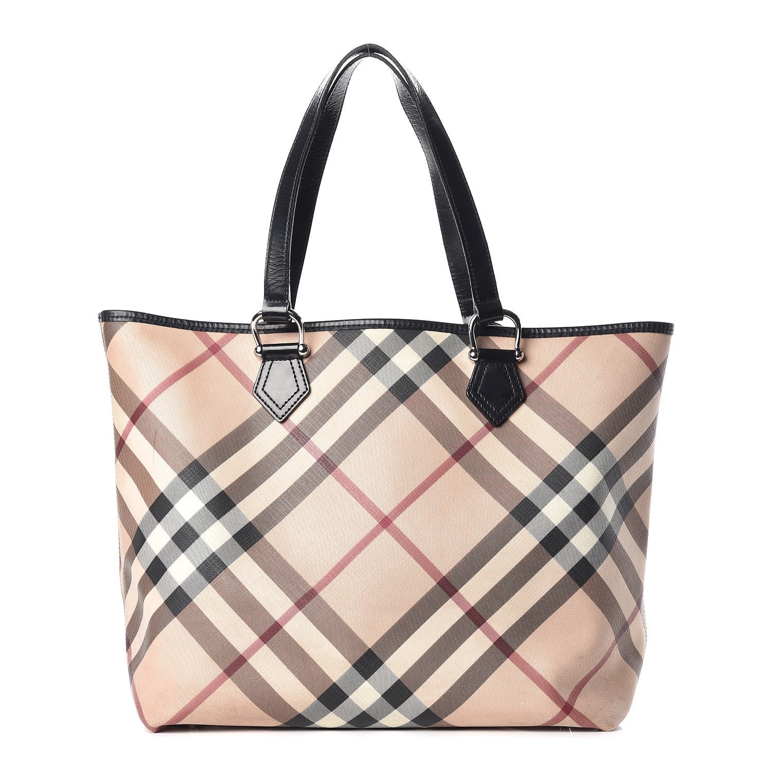 Burberry Patent Supernova Check Small Stanton Tote Black 1 of 15