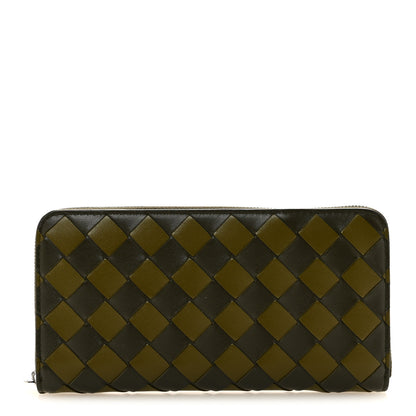 Bottega Veneta Nappa Intrecciato Zip Around Wallet Kaki Fondent Mustard 1 of 7