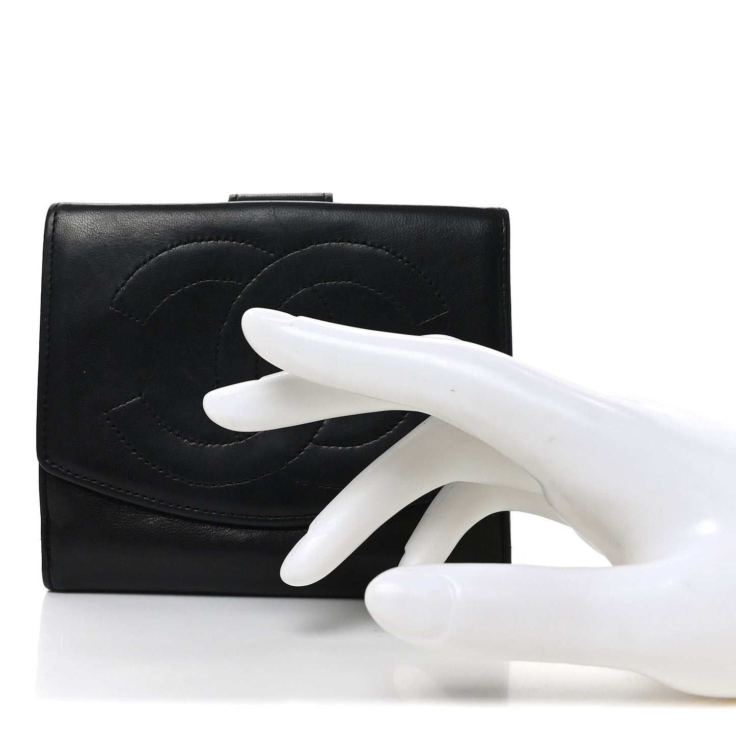 Lambskin Timeless CC Compact French Wallet Black