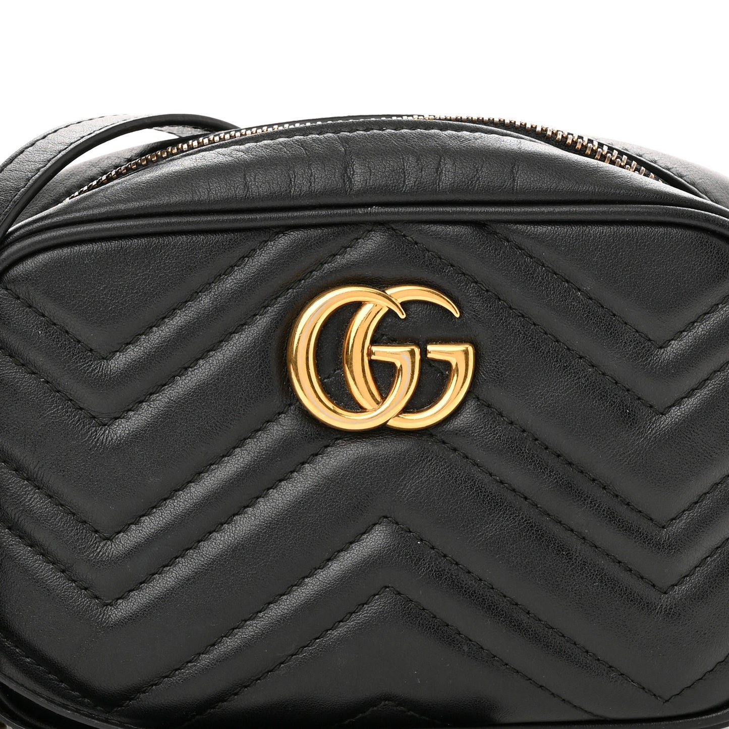 Calfskin Matelasse Mini GG Marmont Chain Shoulder Bag Black